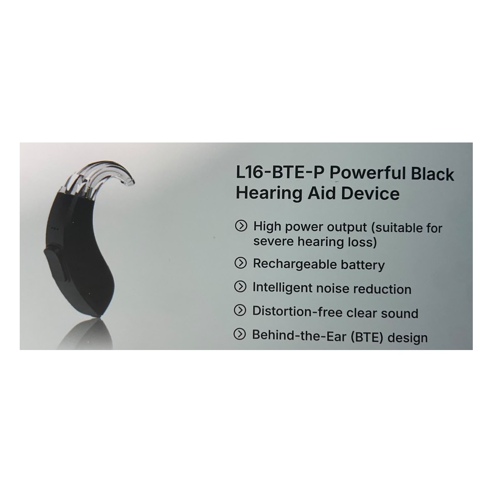 L16-BTE-P Power BTE Hearing Aid (Black)