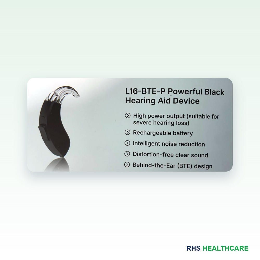 L16-BTE-P Power BTE Hearing Aid (Black)